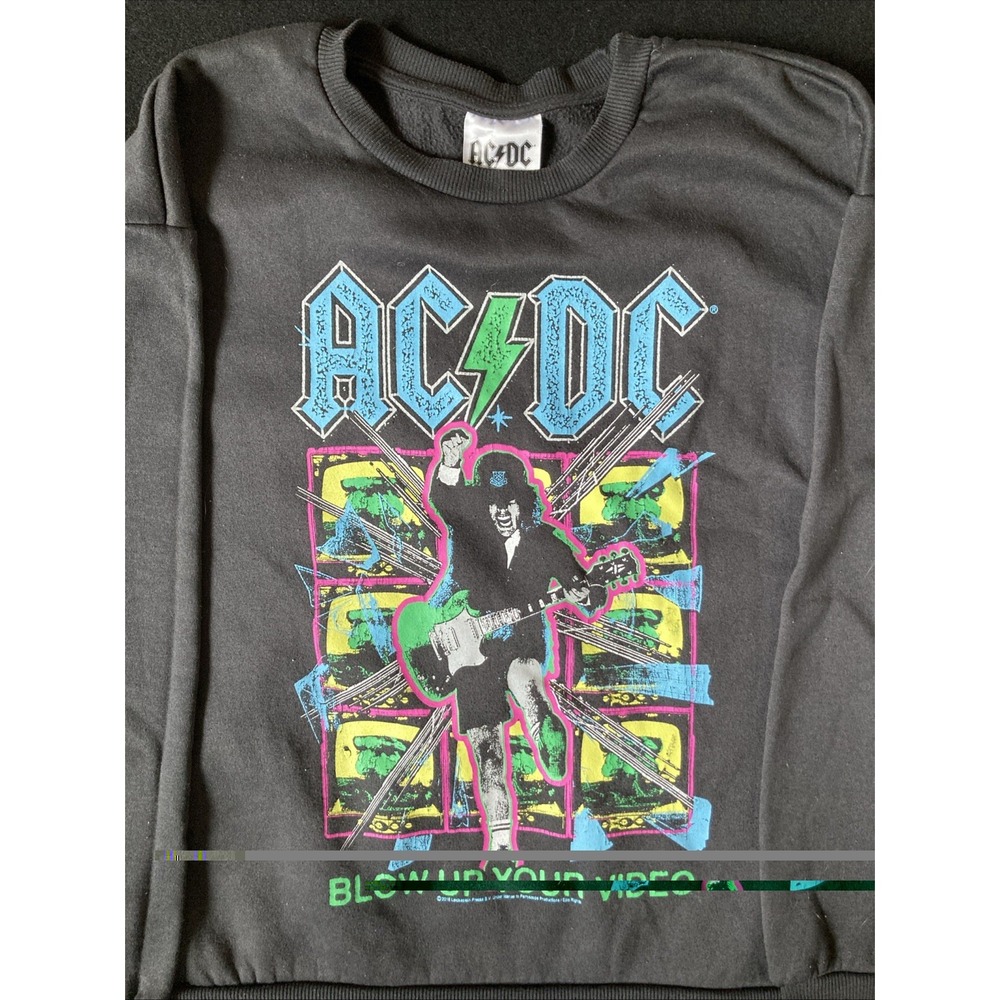 Women's AC/DC Fleece Sweatshirt (Size Medium ) Black AC DC Blow Up Your Video